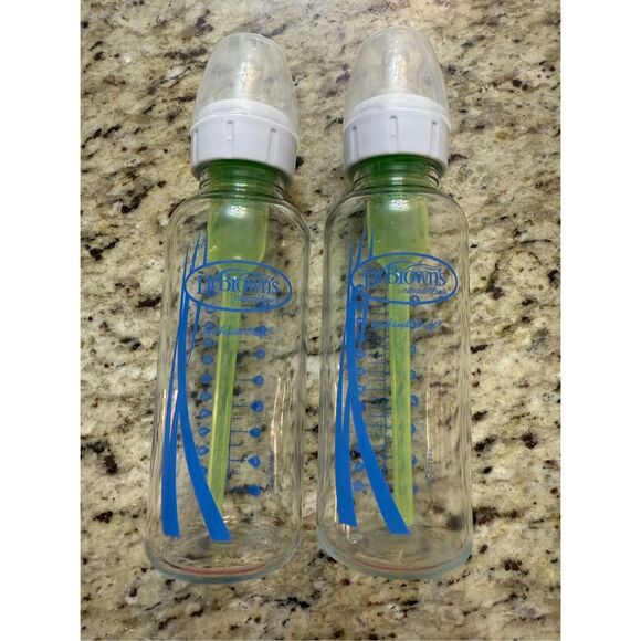 Dr. Brown’s Natural Flow Glass Baby Bottles – 8oz with Vent System – Set of 2 - Picture 1 of 6